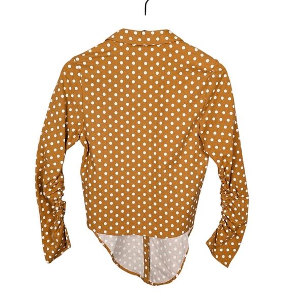 Le Rumi Sonia Top Sz XS | Mustard Polka Dot Cropped Blouse w/Front Tie NWT - Picture 5 of 5